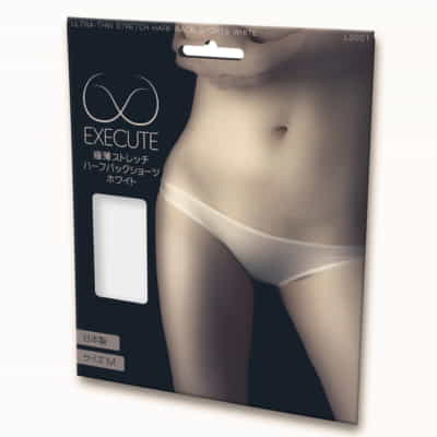 日本Execute 超薄ストレッチハーフバックショーツ ホワイトパンティ
